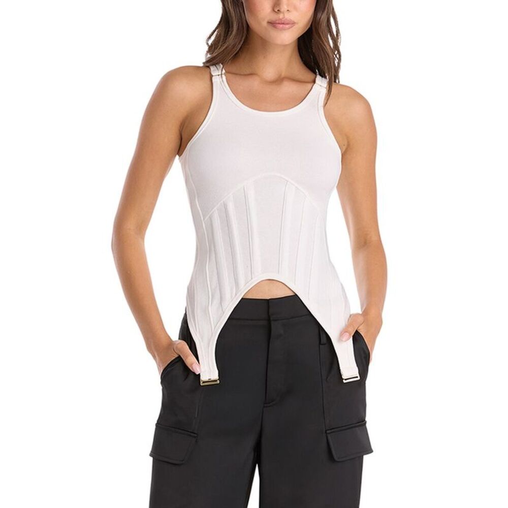 The Noli Shop Womens  Kiara Garter Tank, White